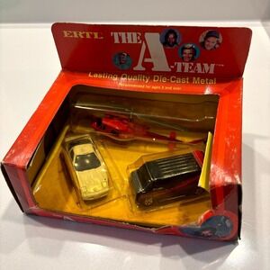 ERTL The A-Team Diecast Vehicle Set 1983 Original Box Van Helicopter Toys R Us